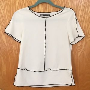 Zara white top black seams
